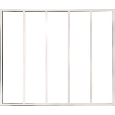 Vente-Unique – Verrière atelier en aluminium thermolaqué blanc 150 x 130 cm – Verre trempé 4mm – Installation facile sur supports métal, bois, ciment