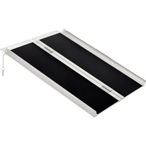 Rampe de Fauteuil Roulant Rampe de Chargement Rampe d'accès antidérapante Pliable avec Bordures de sécurité Max. 270 Kg dim. 91L x 72l x 5H cm alu. Noir
