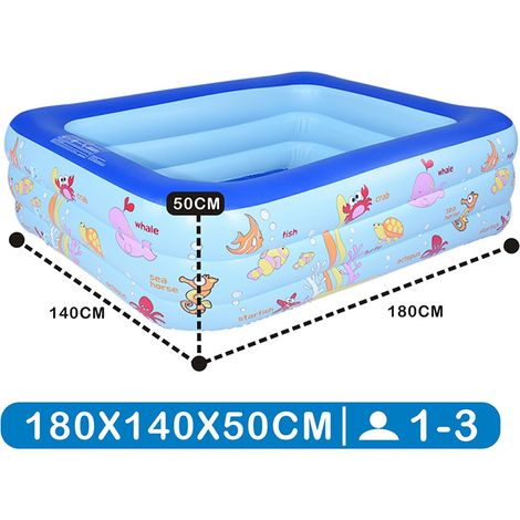 Grande Piscine Gonflable Intérieure pour Enfants 180x140x60 cm – Bassin de Jeu Spacieux à 3 Couches pour Bébé et Nourrisson, Pataugeoire Domestique et Bac à Sable