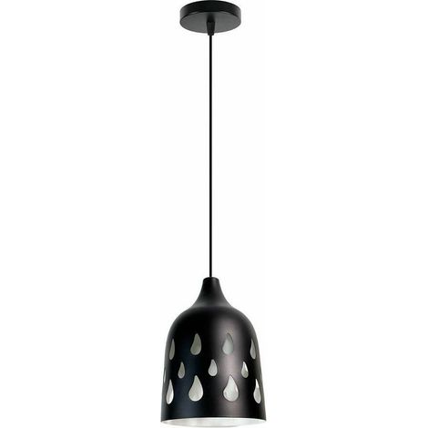 TrAdE Shop Traesio - Lampadario A Sospensione Da Soffitto Traforato E27 Punto Luce Bianco E Nero - Nero (1/2)