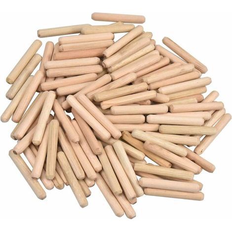 Lot de 100 Rainurées en Bois Chevilles en Bois Effilée Chevilles Sergé Extrémité Goujons en Bouleau Cheville de Meuble Pour Amateurs et Bricolage Menuiserie 6mm x 40mm (1/5)