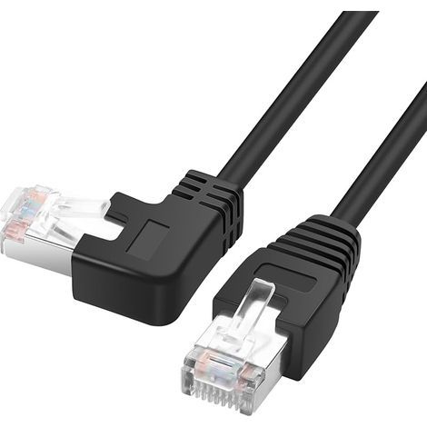 RJ45 90 degrés câble Ethernet cat6 RJ45 mâle à angle droit cordon de raccordement réseau choisissez parmi plusieurs longueurs d'angle (Angle droit, 2M/6,6FT) (1/5)