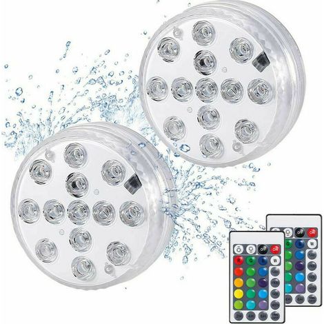 Submersible LED Light 2 Pack 13 LED RGB Decorative Submersible LED Lights with RF Remote Controls Waterproof Ideal for Spa Aquarium Pond Pool Garden Spa Accessory (1/5)