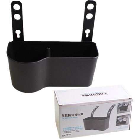Support dorsal réhausseur pour siège auto, poubelle porte-gobelet grand capacité, rangement boissons snacks téléphone portable, noir. (1/5)