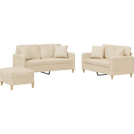 Maison Exclusive - Set Divani 3 pz con Cuscini Crema in Tessuto