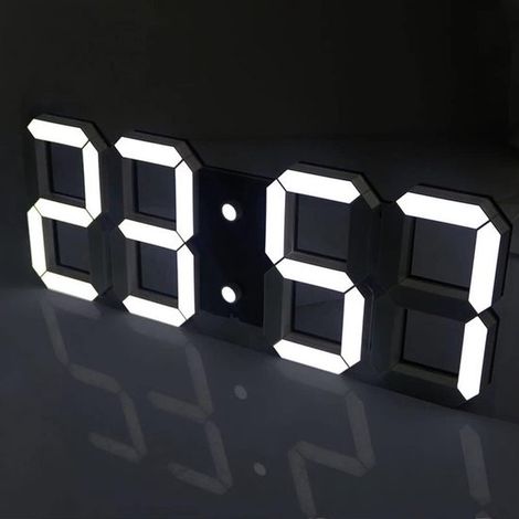 Orologio da parete digitale a LED 3D da 21,5 cm,sveglia digitale a LED,luminosità regolabile su 3 livelli,sveglia alimentata tramite USB (1/2)
