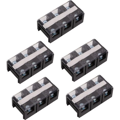 Jeu de 5 borniers à vis 60A 3P, barrette de jonction haute intensité pour connexion électrique, idéal pour circuits de puissance. (1/5)