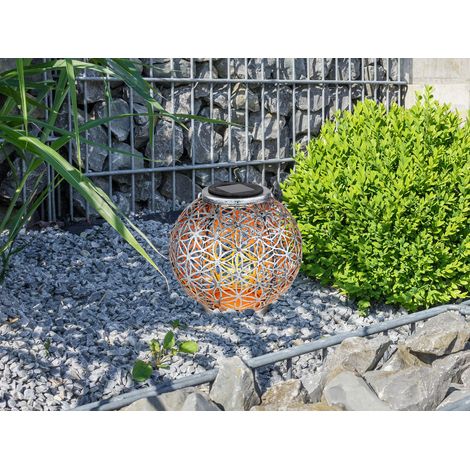 LED Solarlaterne Kugel mit Dekorstanzungen in Silber Antik & Gold, Ø20cm (1/5)