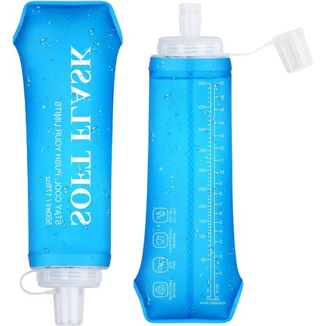 2 Pièces Gourde Souple, 500ml Sans BPA, Valve Débit Élevé, Pliable, Pour Course Randonnée Cyclisme (1/5)