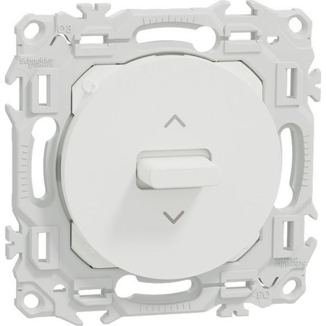 Schneider – Poussoir volet roulant 3 positions à levier – Mécanisme électromécanique – Fixation par vis et griffes – Blanc craie