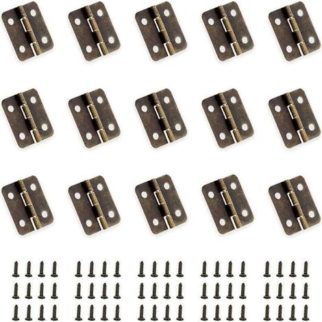 50 Charnières Pliantes Miniatures Bronze Antique avec 200 Clous pour Boîte Bois Bijoux Armoire (1/4)