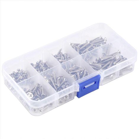 200 Vis M3 Inox Tête Plate Lot de Boulonnerie Autotaraudeuses (1/5)