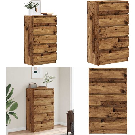Cassettiera Legno Antico 60x36x103 cm in Legno Multistrato - Cassettiera in truciolato - Cassettiera moderna