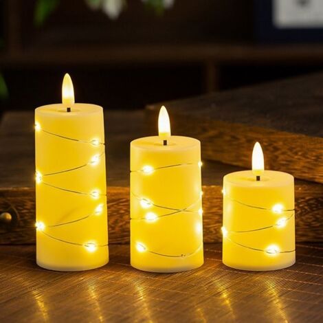 Lumire LED fausse bougie LED piles de 4 5 6 pouces avec tlcommande et chane toile intgre PZCC (1/4)