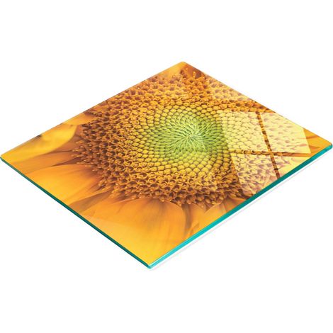 Planche à apéritif décorative en verre, motif tournesol, 60 x 52 cm (1/5)
