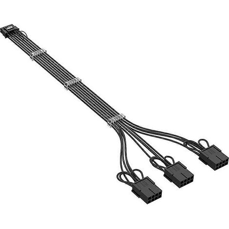 Câble d'extension gainé pour alimentation PCIe 16 broches vers 3/4 x 8 (6+2) broches (noir)