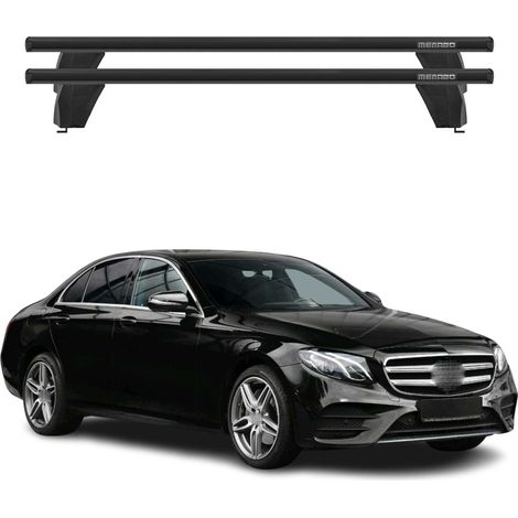 OMAC Barres de toit transversales en aluminium pour Mercedes Classe E W213 2017-2023 – Antivol – Rainure en T – Testées City Crash – Charge Max 75 kg Noir