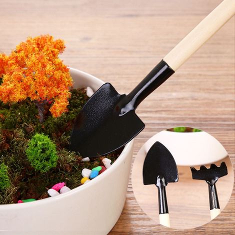 Set De Outils De Jardinage - Bêche Râteau Et Binette Pour Plantes En Pot - Acier - Multicolore - 3 Pièces (1/5)