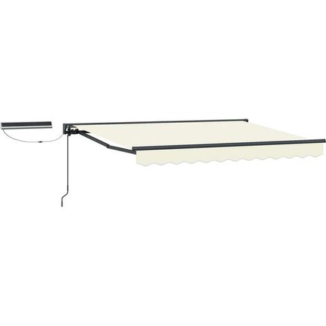 Store banne motorisé rétractable, crème et gris anthracite, 2,5 x 2 mètres. (1/5)