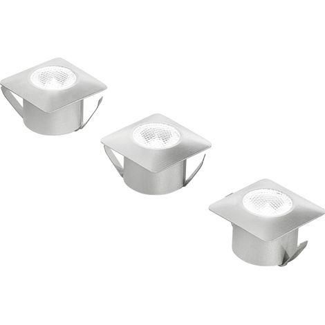 "Kit 3 incassi LED ASSO 1W quadrati in alluminio argentato con accessori" (1/4)