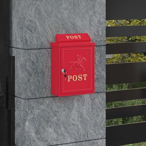 Wall Mounted Mailbox Red 29 x 13 x 41 cm Cast Aluminum vidaXL (1/5)