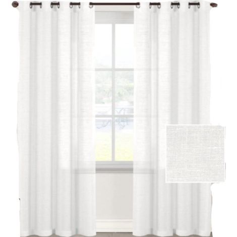 Tende trasparenti con anelli - tende semitrasparenti con anelli per finestre - soggiorno - camera da letto - lino - tinta unita - eleganti tende trasparenti - set da 2 (132 x 160 cm - bianco)