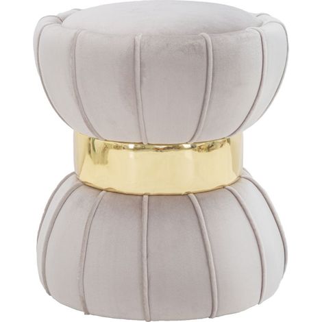Pouf Imbottito in Velluto Grigio Oro da Soggiorno Camera da Letto (1/5)