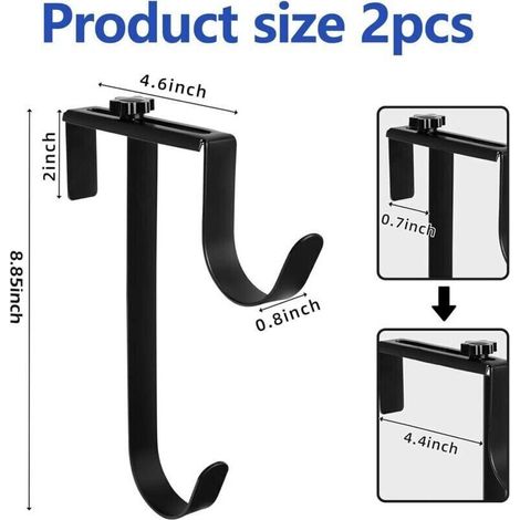 Set mit 2 Doppelhaken für Schwimmbadzäune – Schwarzes Zubehör für Skimmerwände – Kompatibel mit Standardausrüstung