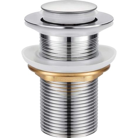 Bonde de Lavabo, Universel Bonde Pop-up sans Trop-plein Bonde de Vidage Automatique avec Bouchon de Vidange sans Tirette à Clapet Push Open en Inox (1/5)