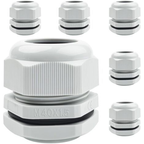 6Pcs Presse-étoupes, Bolatus Étanche M40 x 1,5 Contre-écrou Presse-étoupe Plastique Connecteurs de Câble Étanches (1/5)