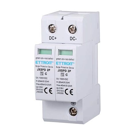 Photovoltaik-Überspannungsableiter Typ 2 DC Niederspannung 40KA 1000V 2 DIN-Module Ettroit JX6286
