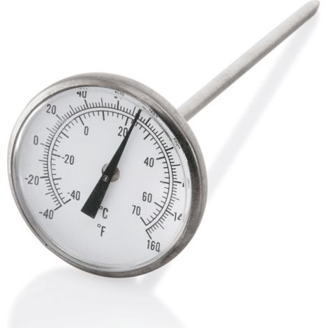 Thermomètre à piquer Ø 4,5 cm profondeur 12,5 cm -40 à 70°C inox - Was Germany (1/2)