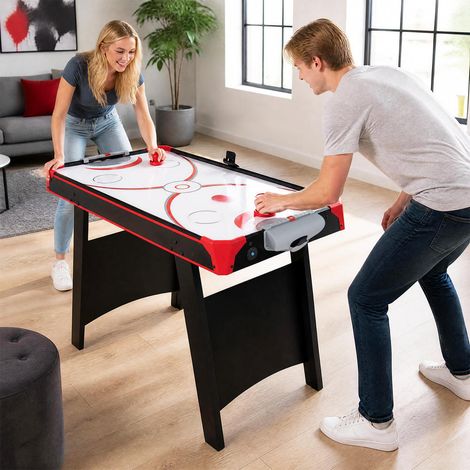Table de Jeux 2 en 1 Moteur 12V Air Hockey et Tennis de Table pour Soirées et Loisirs Enfants Adultes (1/5)