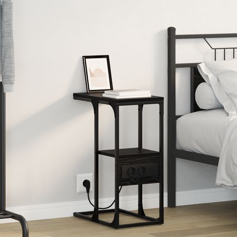 Cabinet de chevet avec tiroir Chêne noir 41.5 x 26 x 60.5 cm vidaXL (1/5)