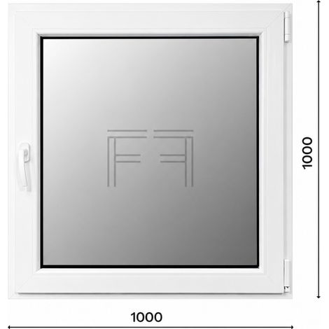 Fintex-finestra in PVC bianco singola anta 1000X1000 apertura a destra, doppio vetro, PROFILO A L (1/3)
