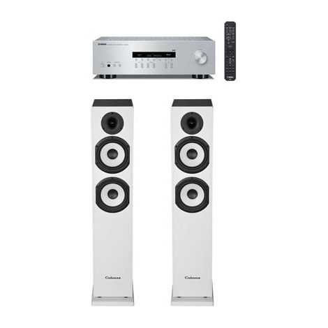 Amplificateur Yamaha R-S202D Argent + Paire d'enceintes colonne Cabasse Jersey MT32/2 Blanc