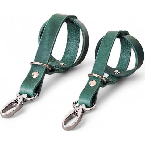 Porte-balle de tennis pour chien en cuir italien vert attache ceinture et laisse - PANGIVO