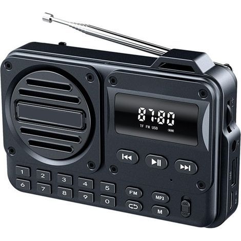 Petite radio portable AM FM rechargeable, radio numérique DAB FM, lecture de batterie 1200 mAh et alimentation secteur (rouge) (1/5)