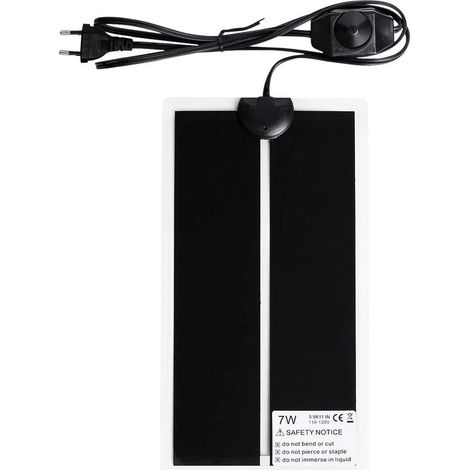 Tapis Chauffant pour Terrarium, 15 X 28CM Tapis Chauffant, Tapis Chauffant Terrarium, Tapis Chauffant pour Reptile, température réglable (0-35 degrés) Fiche européenne (7W, 220V-240V) (1/5)