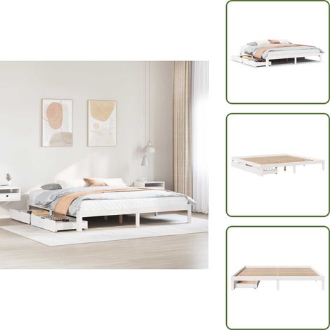 Letto in legno massello - vidaXL Giroletto con Cassetti Bianco 180x200 cm Legno Massello di Pino - Cassetti sotto letto