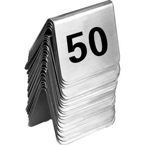 Numéros de Table de 1 à 50, Empilables, Carte De Numéro Double Face, Chevalets de Table Numérouéges pour Café, Bar, Restaurant, Hôtel, Signe de Numéro De Mariage de Table (1/5)