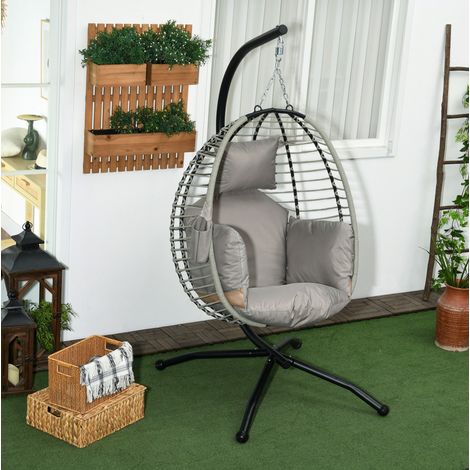 fauteuil suspendu pliable gris acier 120 kg OKMYHOME (1/3)