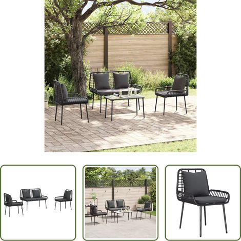vidaXL Poly-Rattan -  Garten Essgruppe 3 pcs Schwarz und Anthrazit Poly-Rattan (1/5)