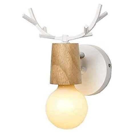 Wandleuchte im Vintage-Loft-Stil, rustikale Holzwandleuchte, Retro-Kerzenhalter aus Metall, ideal fürs Schlafzimmer.