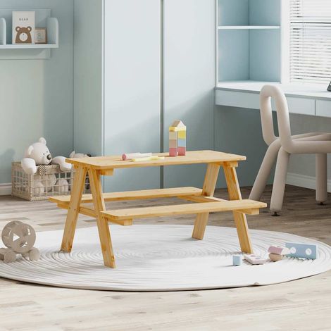 Kindertisch mit Bänken IRUN 90x79,5x50 cm Massivholz