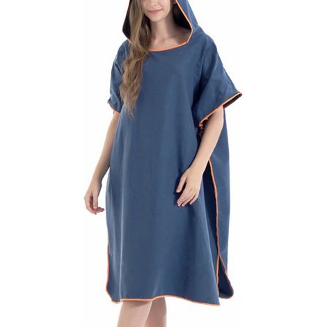 Poncho de plage ultra-léger et à séchage rapide, utilisable comme serviette de bain ou poncho de plage pour femmes, hommes, adultes et adolescents (bleu foncé).