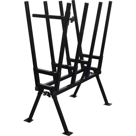 Black Powder-Coated Saw Horse for Woodworking vidaXL