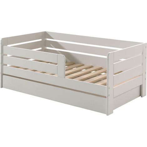 SCOPE - Lit Junior 70x140cm Blanc Barrières Horizontales + Tiroir (1/5)