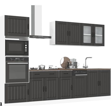 Mueble de cocina Kalmar negra 7 piezas madera contrachapada (1/5)