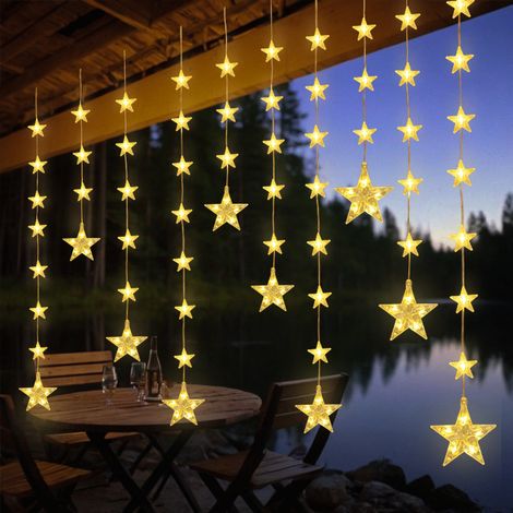RCBBETT ZA SAS Rideau étoiles lumineux, 2 m x 1,5 m 144 LED, 80 étoiles, 8 modes, télécommande 13 touches infrarouge, guirlande fenêtre pour Noël, décoration intérieure (1/5)